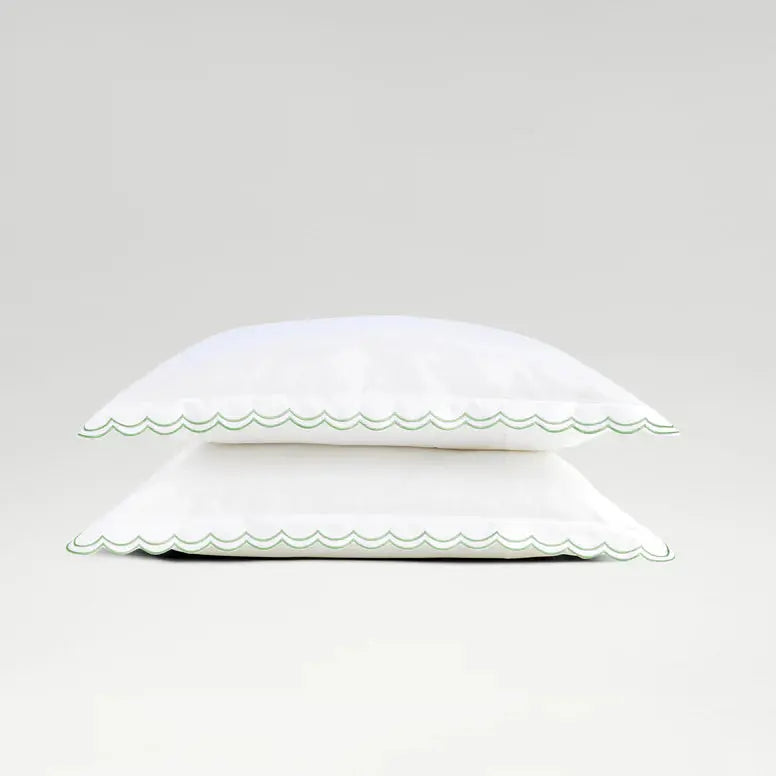 Christy Scallop Edge Oxford Pillowcase Pair in Matcha Christy