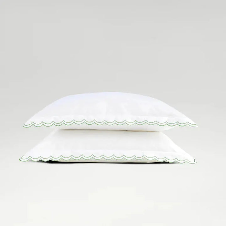 Christy Scallop Edge Oxford Pillowcase Pair in Matcha Christy