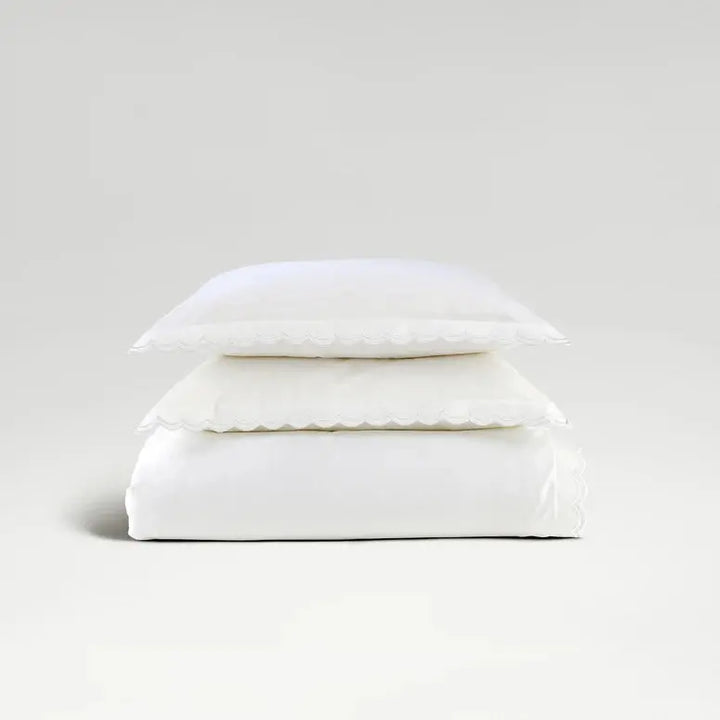 Christy Scallop Edge Duvet Set in White Christy