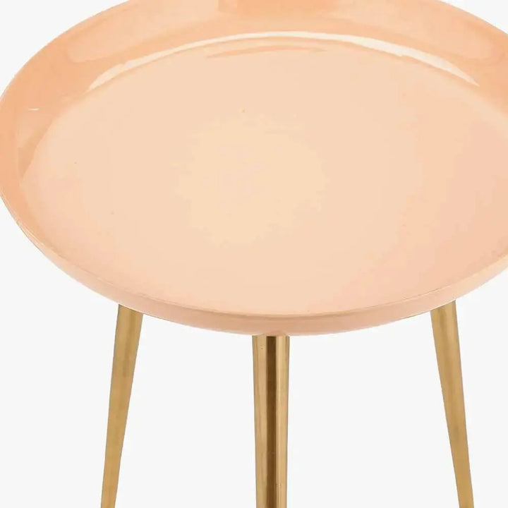 Seline Apricot Enamel and Gold Metal Side Table  Nicholas John Interiors