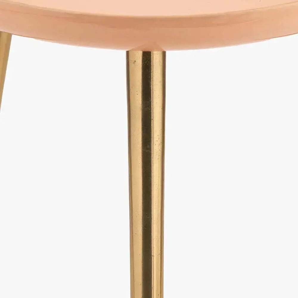 Seline Apricot Enamel and Gold Metal Side Table  Nicholas John Interiors