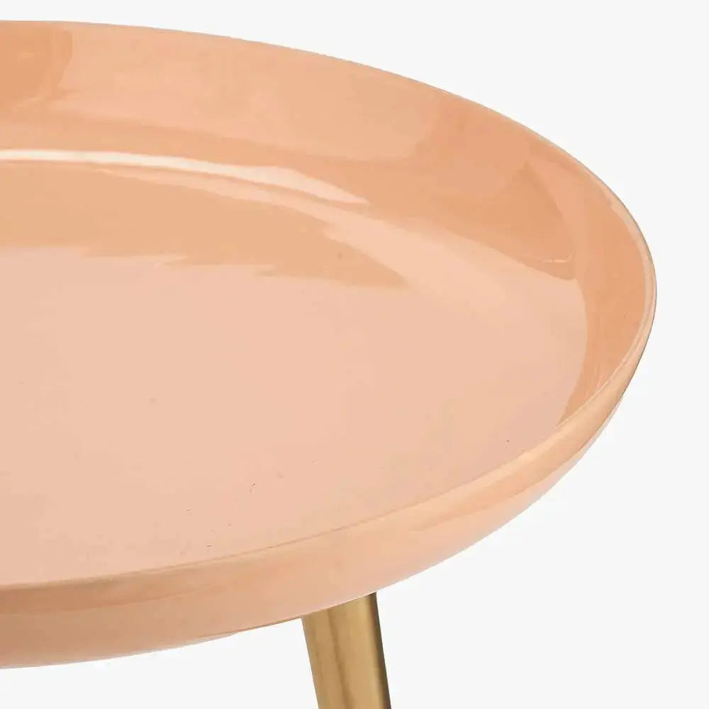 Seline Apricot Enamel and Gold Metal Side Table  Nicholas John Interiors