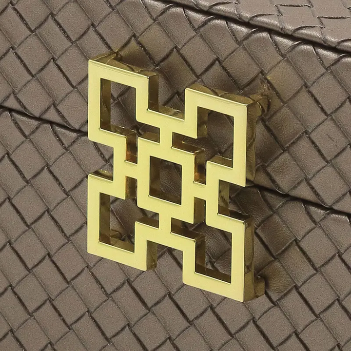 Set of 2 Bronze Faux Leather with Gold Handle Jewellery Boxes Lina Home