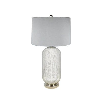 Silver Mercury Glass Table Lamp with Grey Silk Shade Lina Home