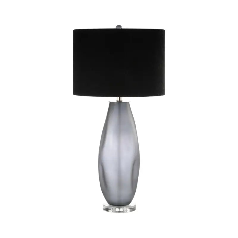 Smoke Glass Table Lamp with Black Velvet Shade Lina Home