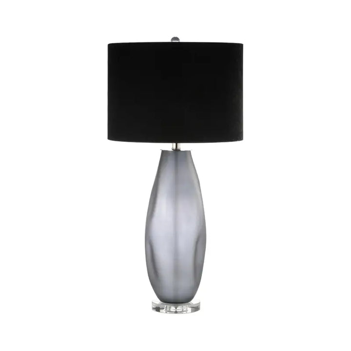 Smoke Glass Table Lamp with Black Velvet Shade Lina Home