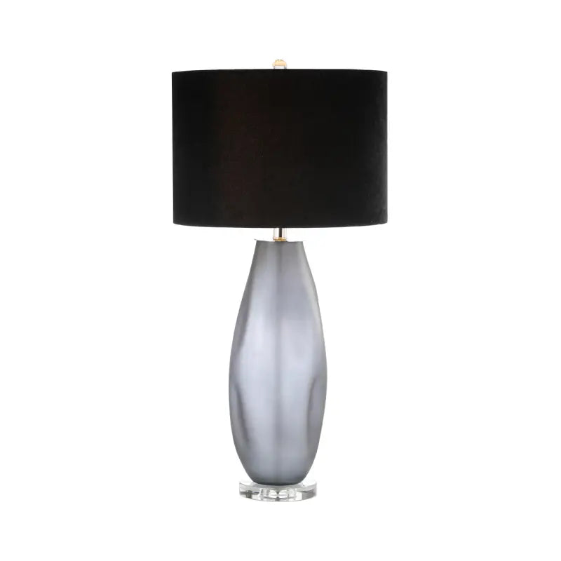 Smoke Glass Table Lamp with Black Velvet Shade Lina Home
