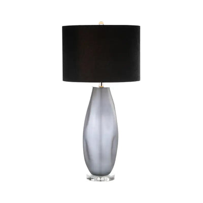 Smoke Glass Table Lamp with Black Velvet Shade Lina Home