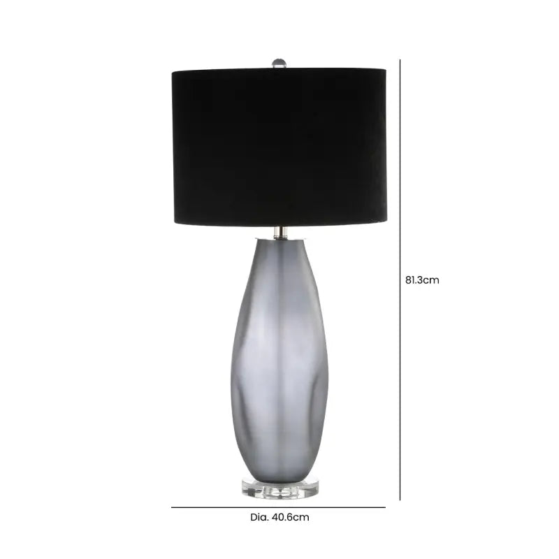Smoke Glass Table Lamp with Black Velvet Shade Lina Home