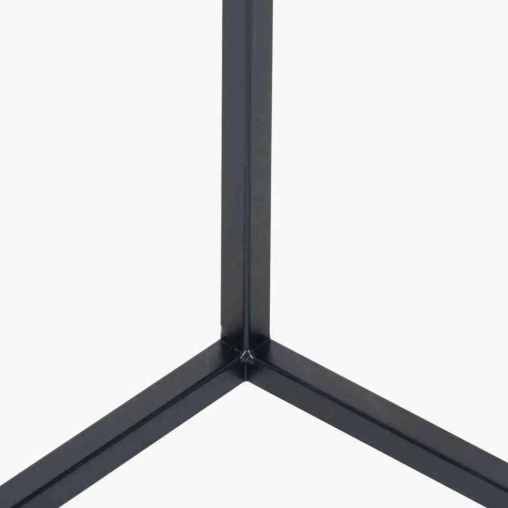 Soho White Marble Veneer and Black Metal Supper Side Table  Nicholas John Interiors