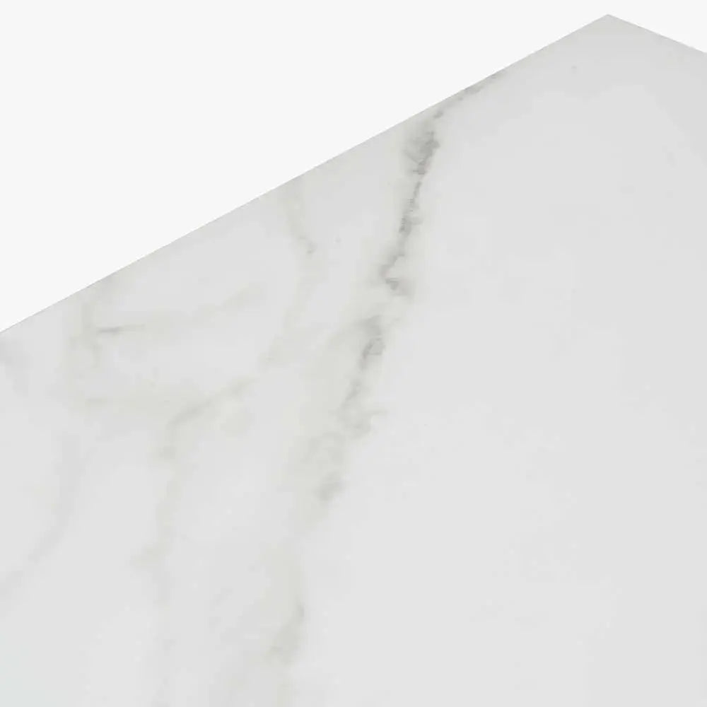 Soho White Marble Veneer and Black Metal Supper Side Table  Nicholas John Interiors