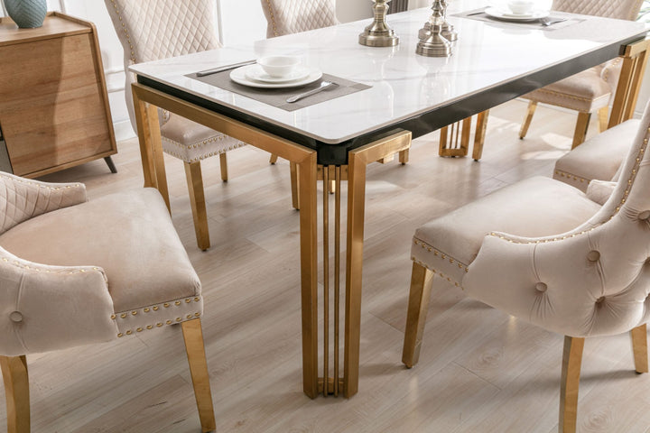Stratford Rectangle 150cm Ceramic Gold Table