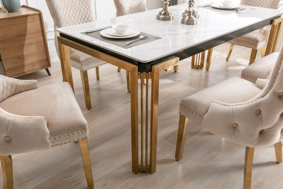 Stratford Rectangle 180cm Ceramic Gold Table