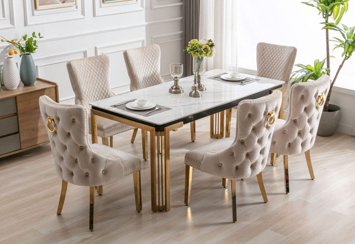 Stratford Rectangle 180cm Ceramic Gold Table