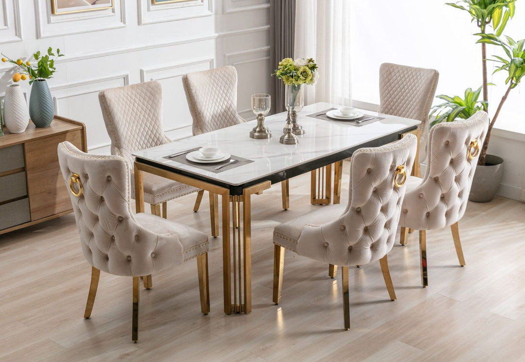 Stratford Rectangle 150cm Ceramic Gold Table