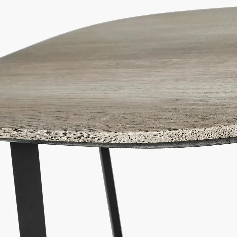 Ukiah Grey Oak Veneer and Black Metal Side Table  Nicholas John Interiors