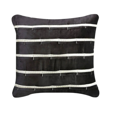 Unfilled Black Stripe Velvet Cushion Lina Home