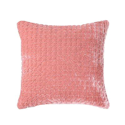 Unfilled Pink Velvet Quilted Cushion Lina Home