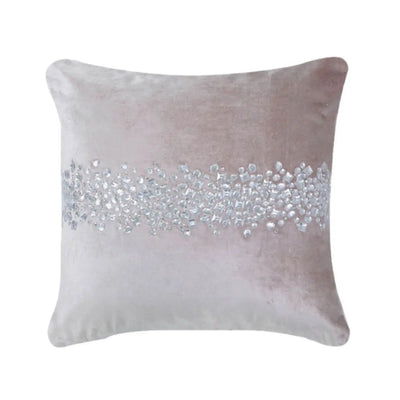 Unfilled Stone Beaded Pink Velvet Cushion Lina Home