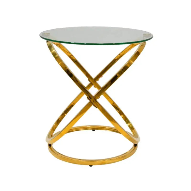 Rizzo Gold End Table with Glass Top Lina Home