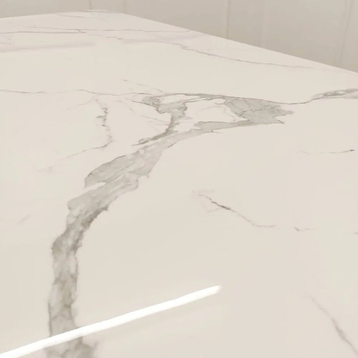 Valeo Gold 1.8 Dining Table with Polar White Sintered Stone Top Furnish 365 Limited