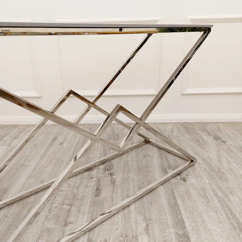 Vesta Chrome Console Table with Stomach Ash Sintered Stone Top Furnish 365 Limited