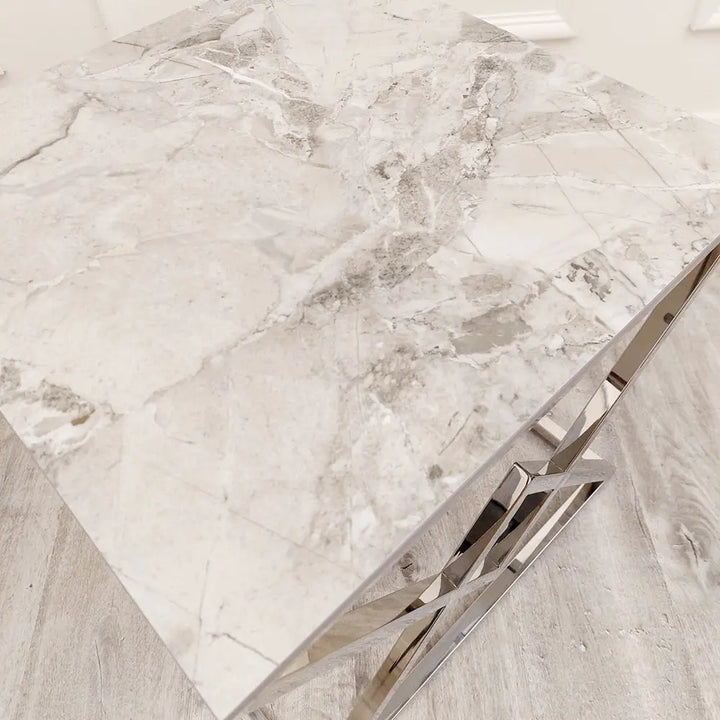 Vesta Chrome Lamp Table Sintered Stone Top Furnish 365 Limited