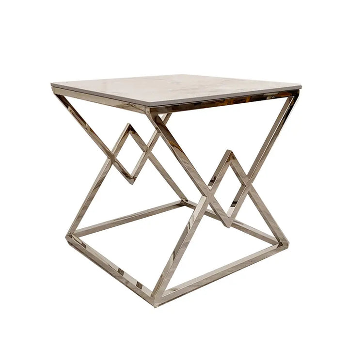 Vesta Chrome Lamp Table Sintered Stone Top Furnish 365 Limited