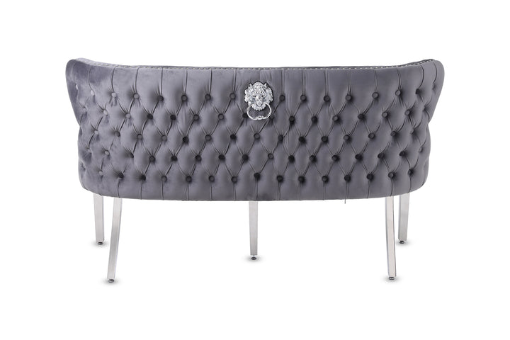 Viviana Grey Velvet Bench
