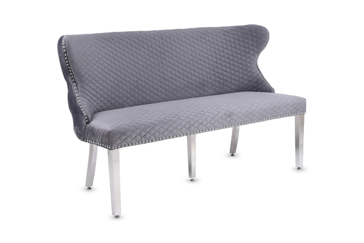 Viviana Grey Velvet Bench