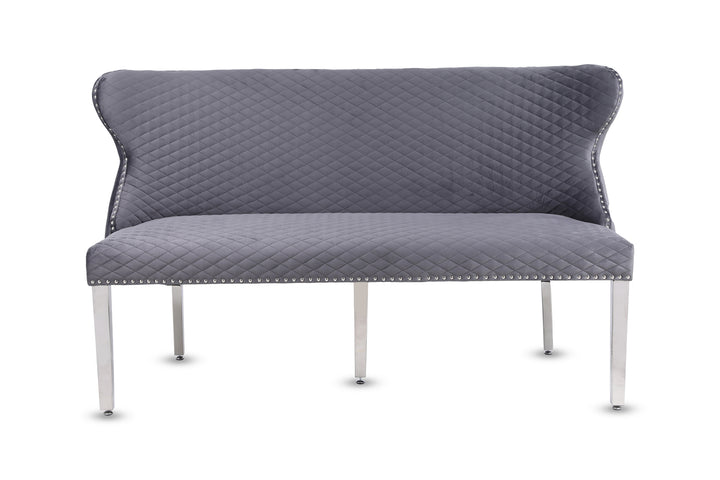 Viviana Grey Velvet Bench