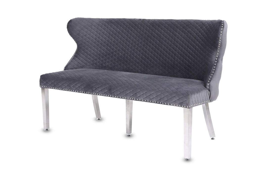 Viviana Grey Velvet Bench