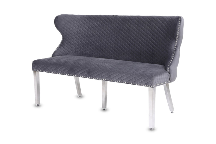 Viviana Grey Velvet Bench