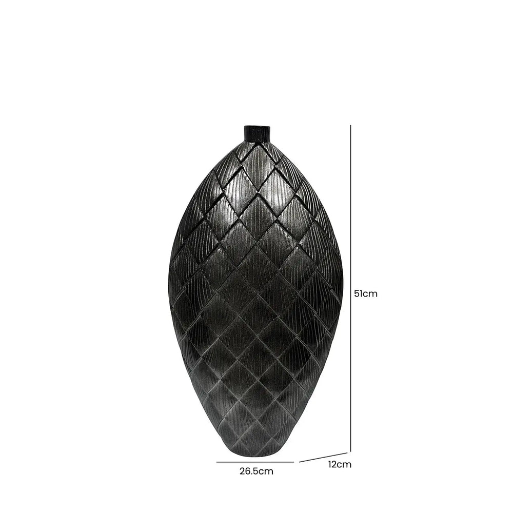 Gunmetal Grey Polyresin Vase – 51 cm Lina Home