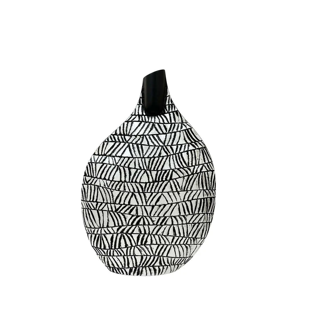 Black And White Patterned Polyresin Vase – 46.5 cm Lina Home