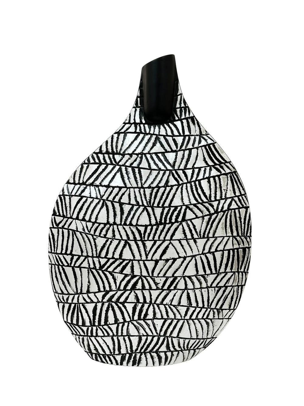 Black And White Patterned Polyresin Vase – 46.5 cm Lina Home