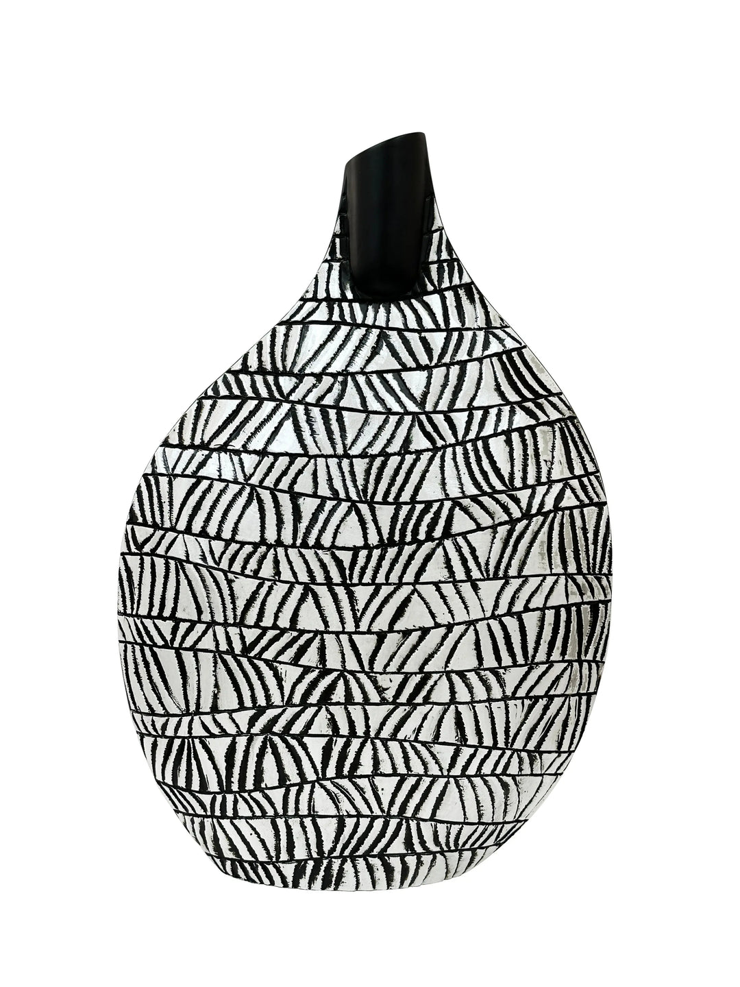 Black And White Patterned Polyresin Vase – 46.5 cm Lina Home
