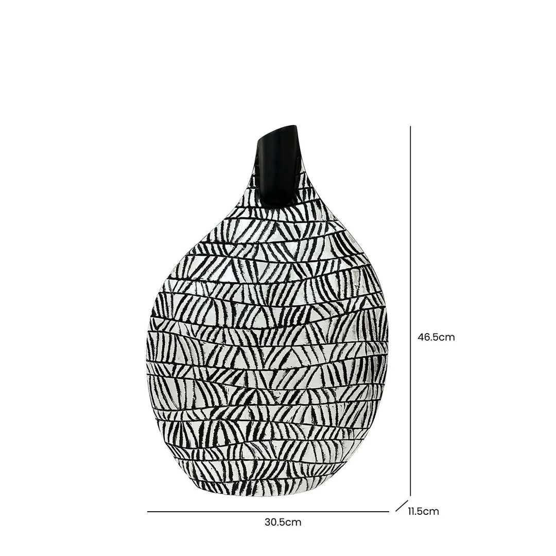 Black And White Patterned Polyresin Vase – 46.5 cm Lina Home