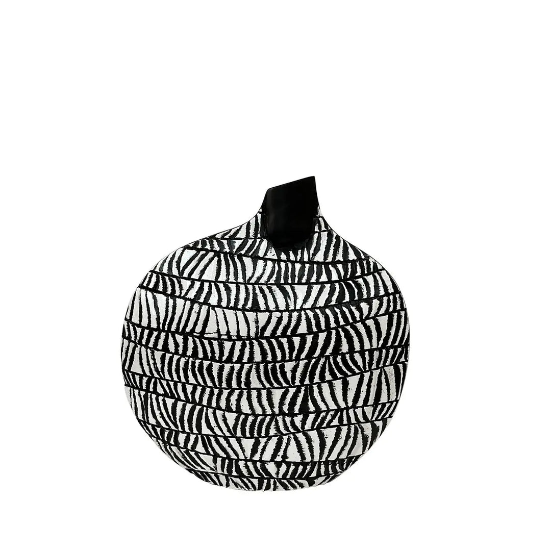 Black And White Patterned Polyresin Vase Lina Home