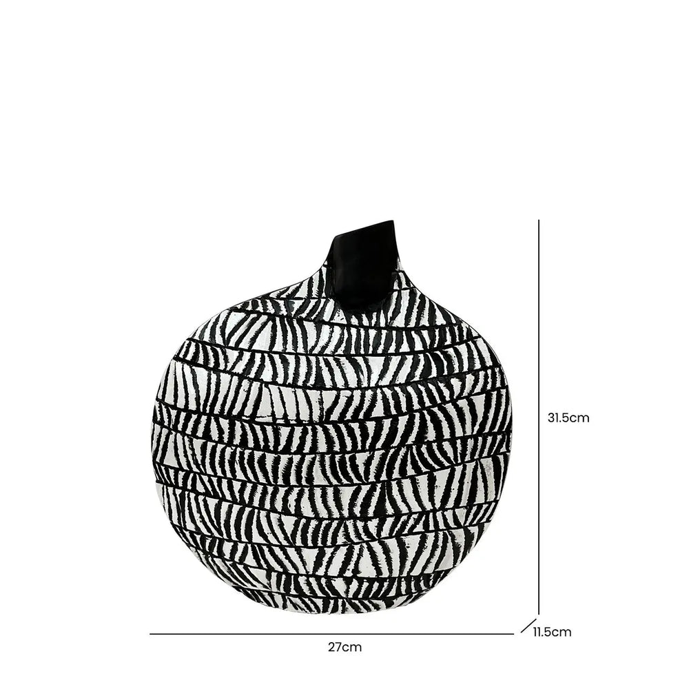 Black And White Patterned Polyresin Vase Lina Home