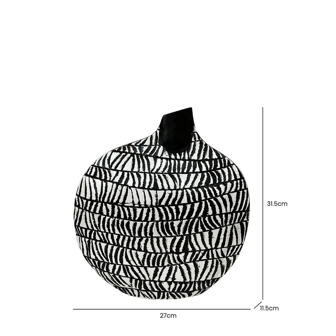 Black And White Patterned Polyresin Vase Lina Home