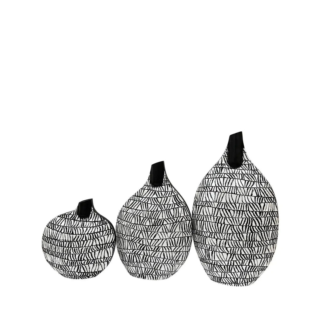 Black And White Patterned Polyresin Vase Lina Home