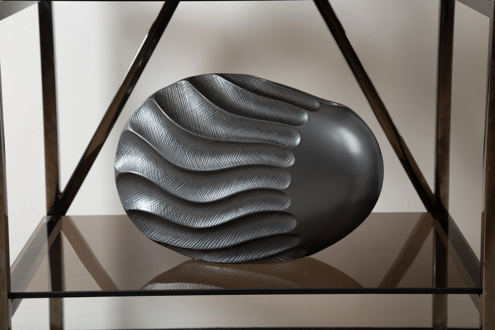 Pearl Grey Sand Wave Polyresin Vase – 24.5 cm Lina Home