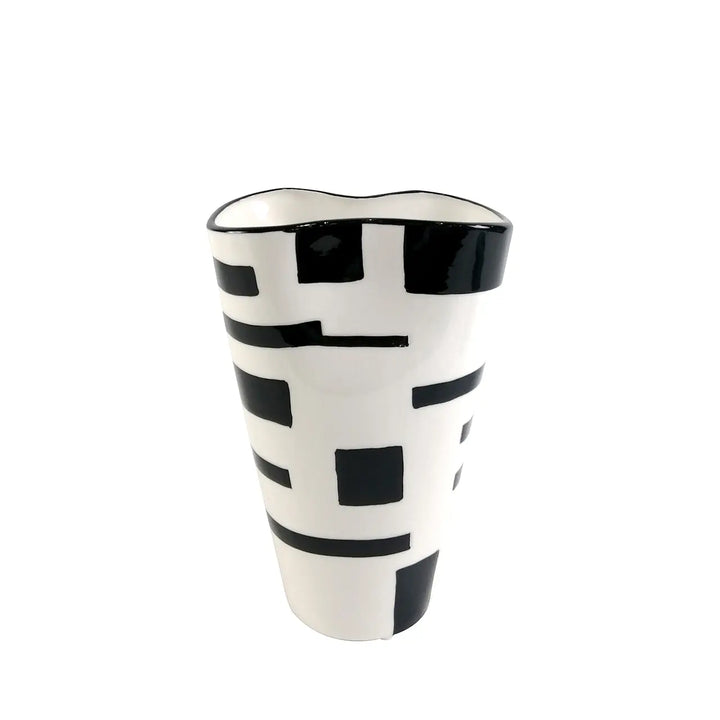 White And Black Ceramic Vase – 23.7 cm Lina Home