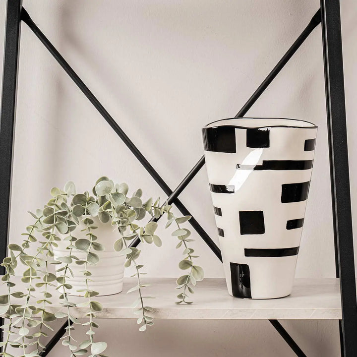 White And Black Ceramic Vase – 23.7 cm Lina Home