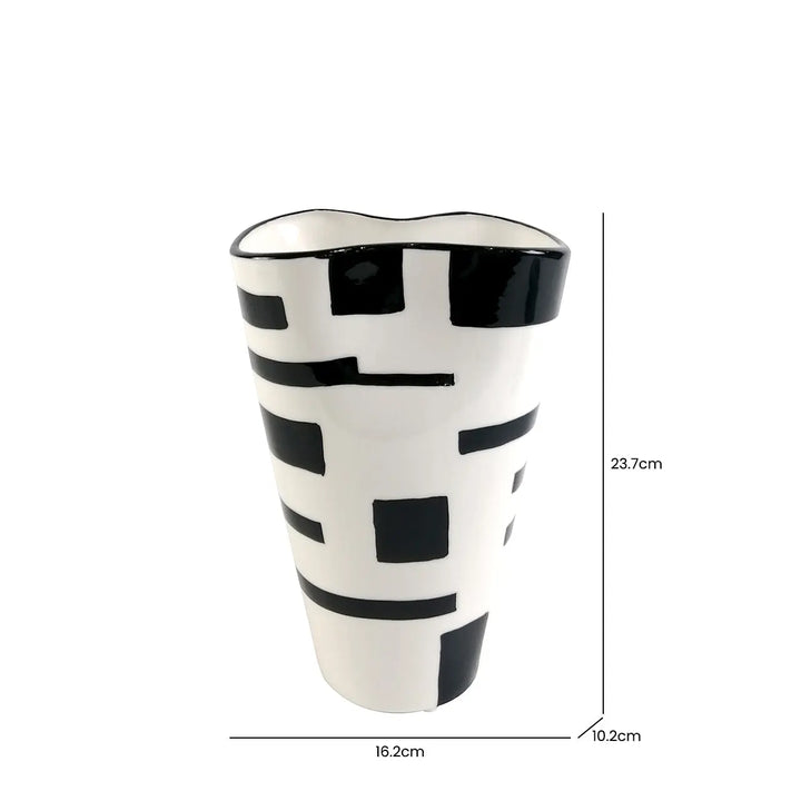 White And Black Ceramic Vase – 23.7 cm Lina Home