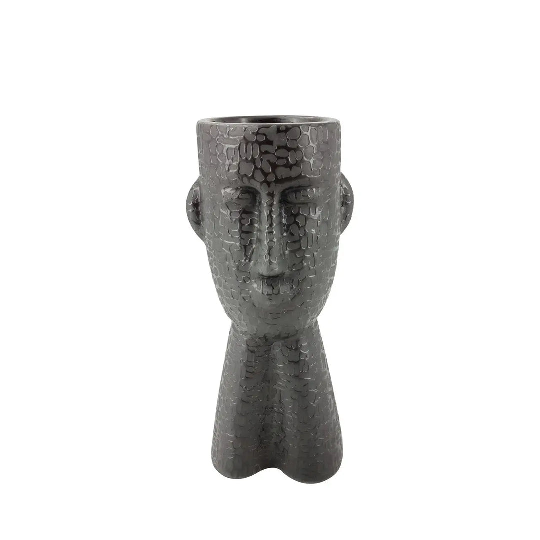 Black Textured Face Ceramic Vase – 24.5 cm Lina Home