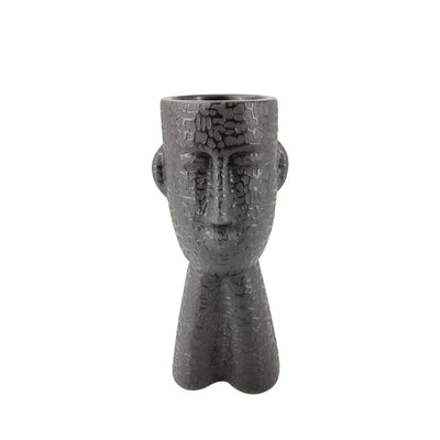 Black Textured Face 24.5cm Ceramic Vase Lina Home