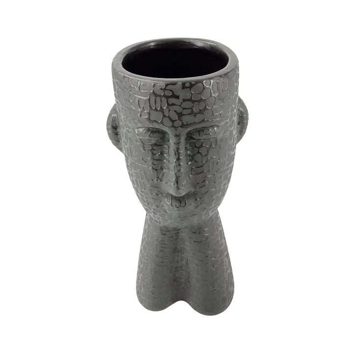 Black Textured Face Ceramic Vase – 24.5 cm Lina Home