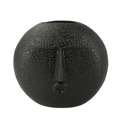 Black Textured Round Face 25.3cm Ceramic Vase Lina Home